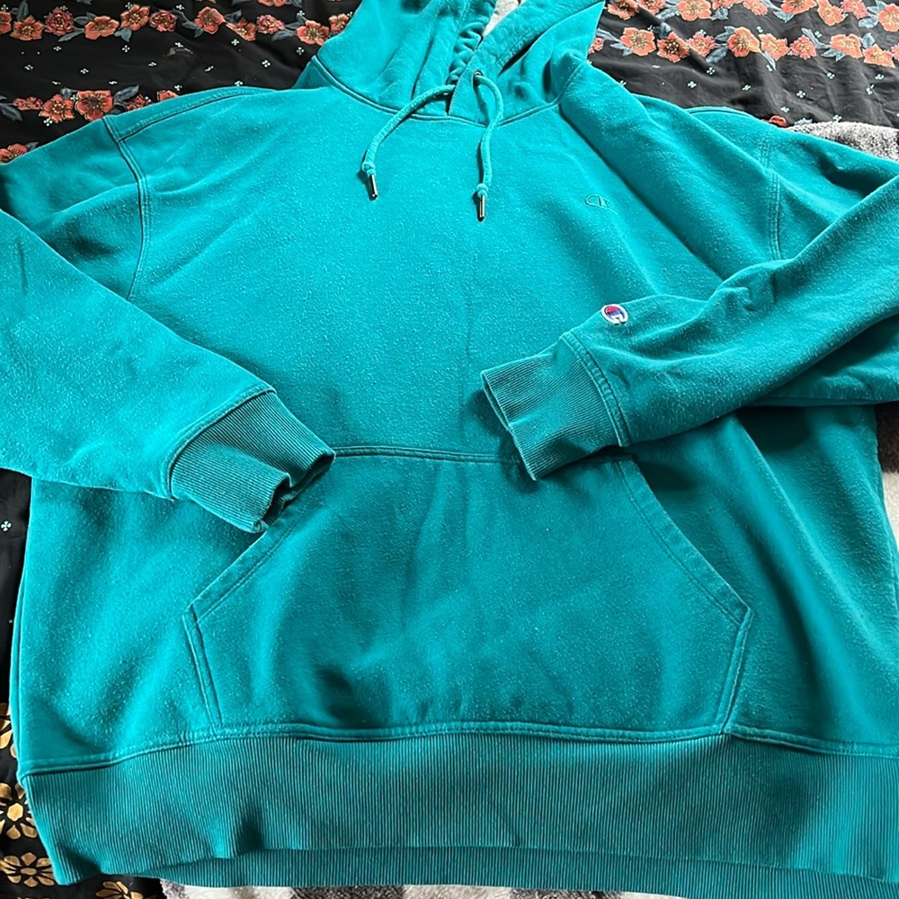 Turquoise blue champion hoodie size XL